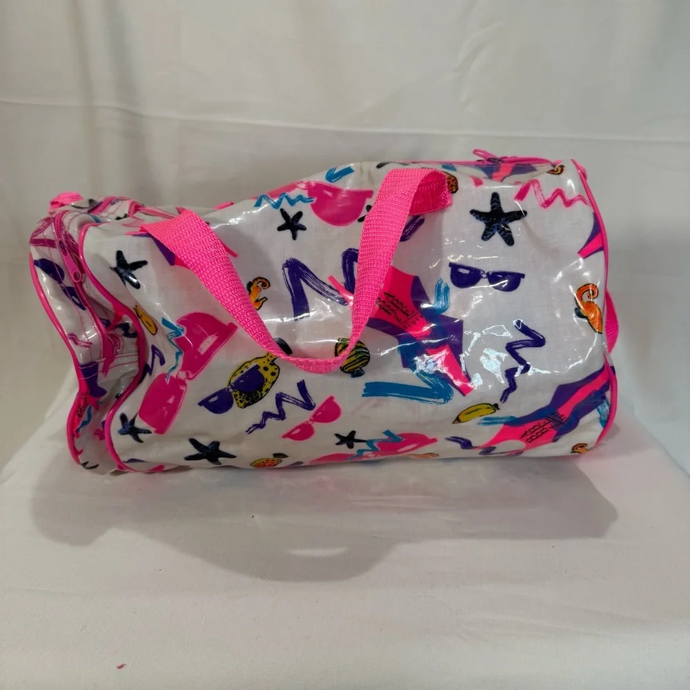 RARE 1989 Barbie Mattel Inc. Vintage Girl's Duffle Bag & Pouch Vinyl Graphic Art